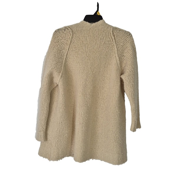 Free People Sweater Womens M Beige Wool Blend Chunky Fuzzy Long Cardigan - Picture 2 of 10
